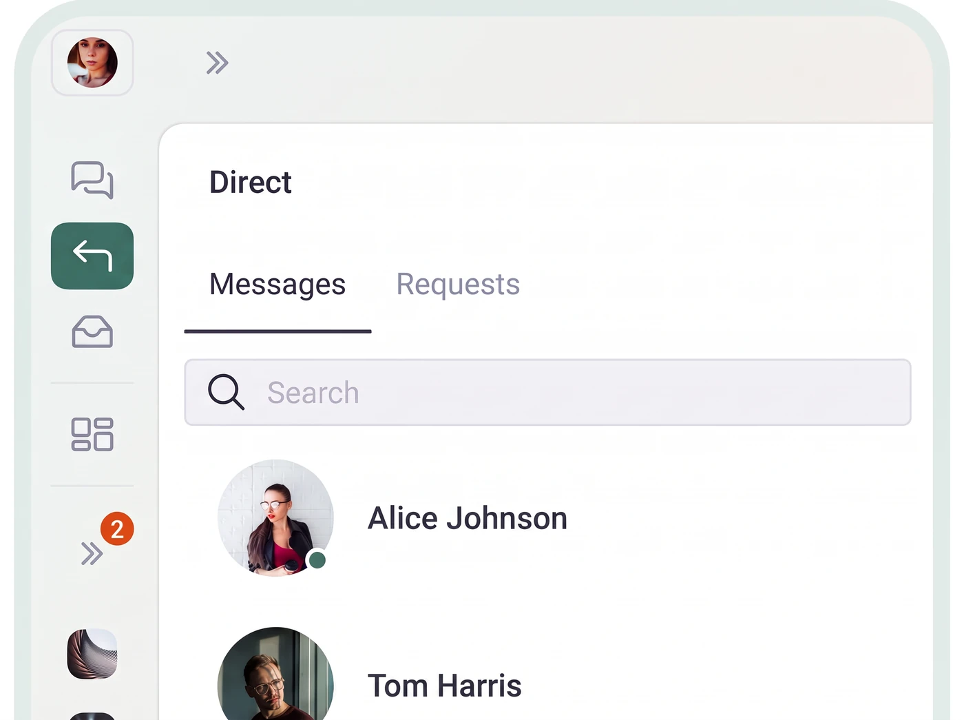 Enqo address book with direct messages and contact search